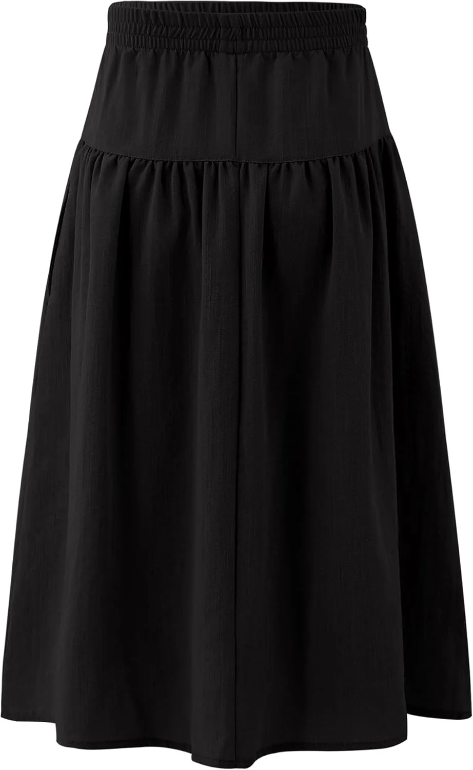 Girls Casual Elastic High Waist Maxi Skirt A-Line Long Swing Linen Skirt with Pockets for 4-13 Years