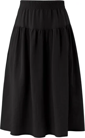 Girls Casual Elastic High Waist Maxi Skirt A-Line Long Swing Linen Skirt with Pockets for 4-13 Years