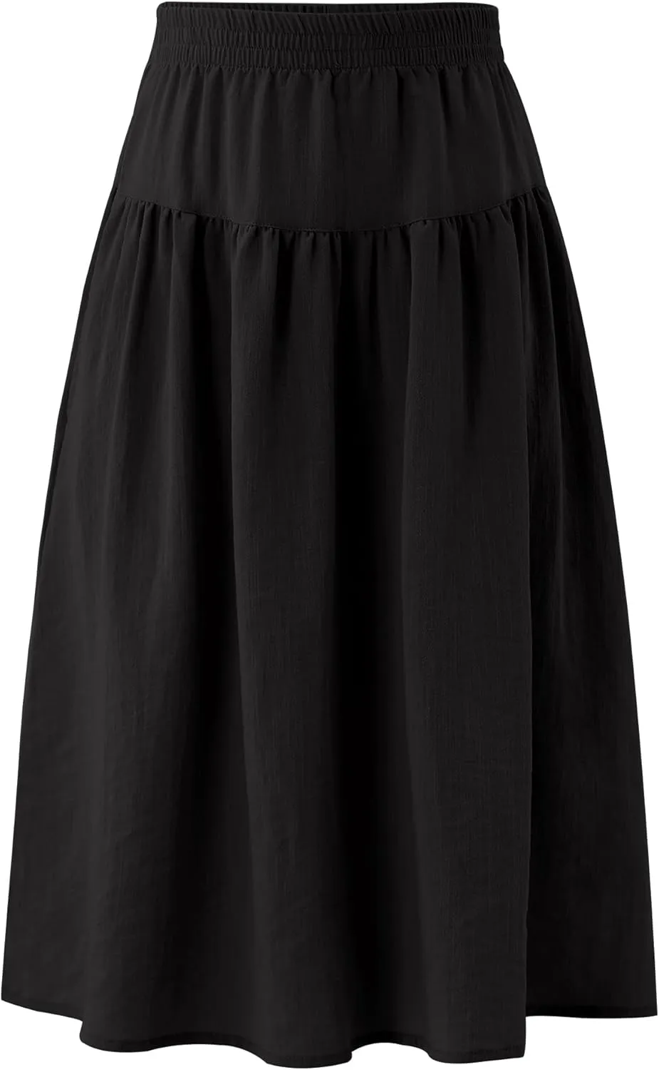 Girls Casual Elastic High Waist Maxi Skirt A-Line Long Swing Linen Skirt with Pockets for 4-13 Years