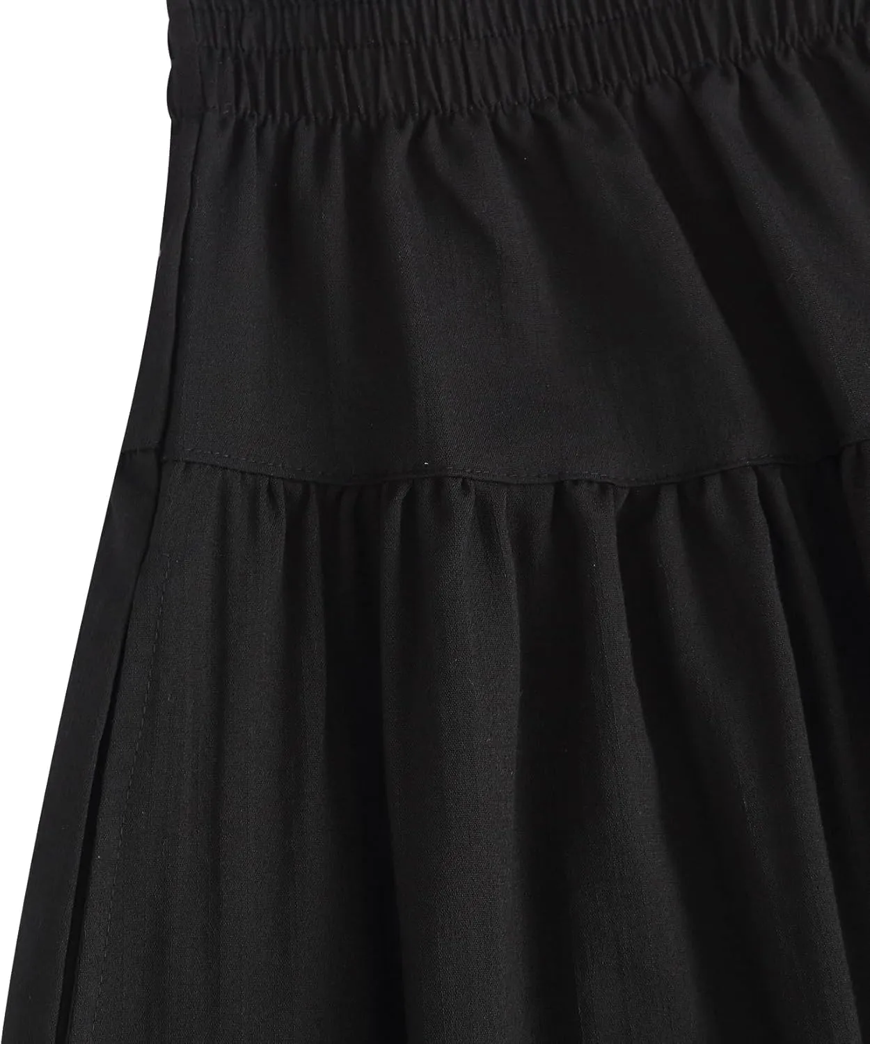 Girls Casual Elastic High Waist Maxi Skirt A-Line Long Swing Linen Skirt with Pockets for 4-13 Years