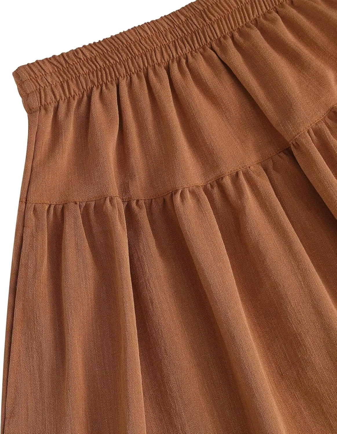 Girls Casual Elastic High Waist Maxi Skirt A-Line Long Swing Linen Skirt with Pockets for 4-13 Years