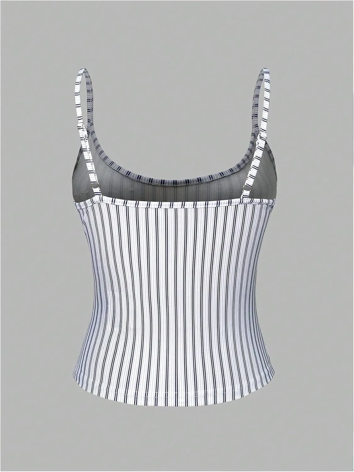 GORGLITTER Women's Scoop Neck Y2k Cute Camisole Crop Tops Backless Spaghetti Strap Tank Top