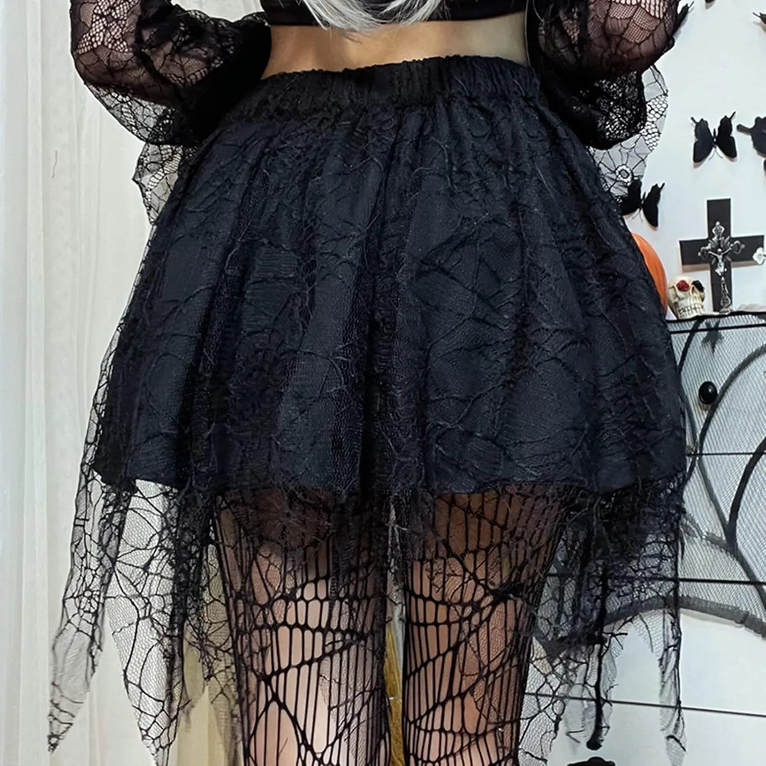 Goth Plaid Skirts for Women High Waist A-line Mini Pleated Skirt Harajuku Gothic Skirt Victorian Steampunk Skirt