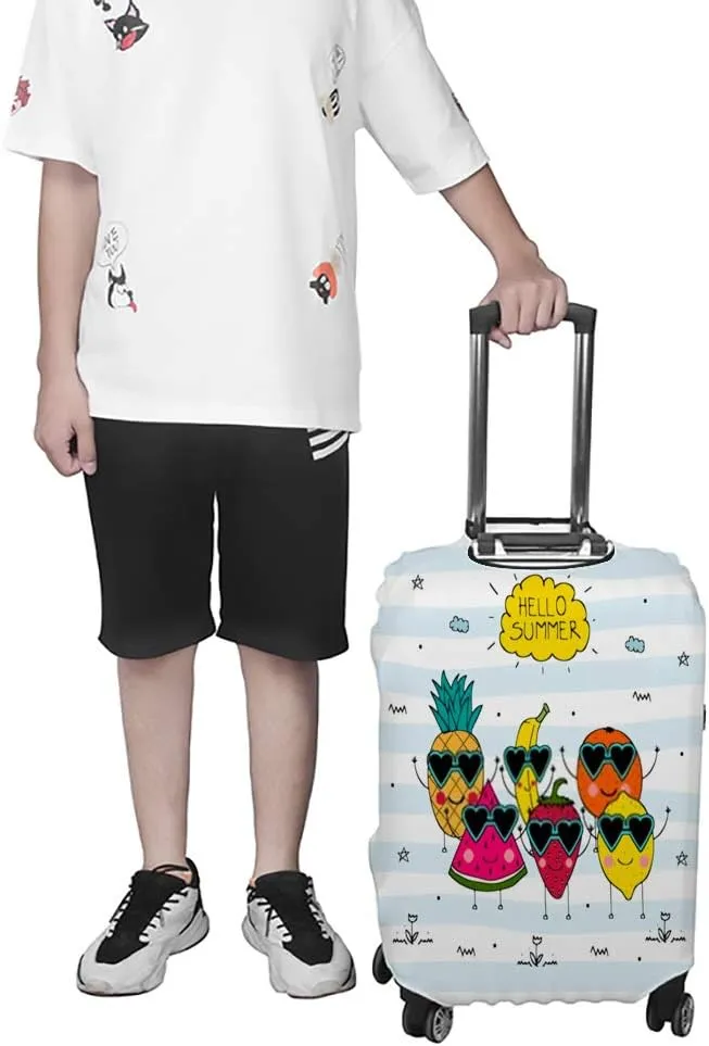 Guitong Suitcase Covers Travel Luggage Protector Trolley Luggage Case Washable Safety Hello Summer Fruits Travel Business Kids Men Women Fits 18-32 inch Luggage