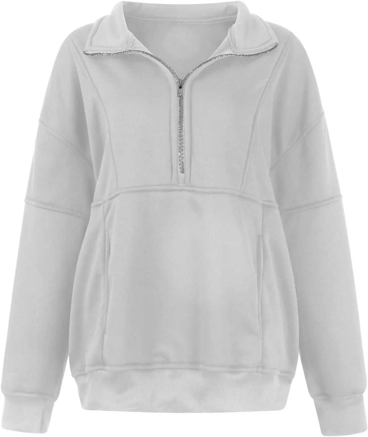 Half Zip Pullover Women Casual Oversized Sweatshirt with Pocket Loose Fit Long Sleeve Workout Tops Fall Outfits 2024