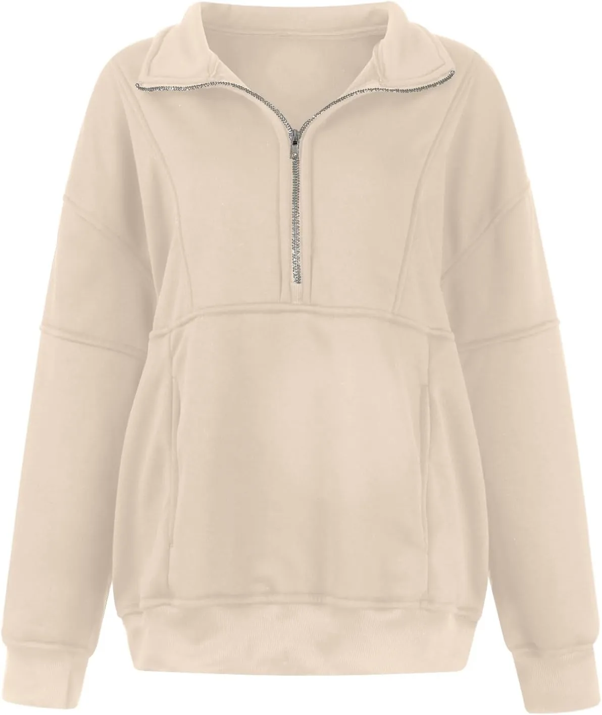 Half Zip Pullover Women Casual Oversized Sweatshirt with Pocket Loose Fit Long Sleeve Workout Tops Fall Outfits 2024
