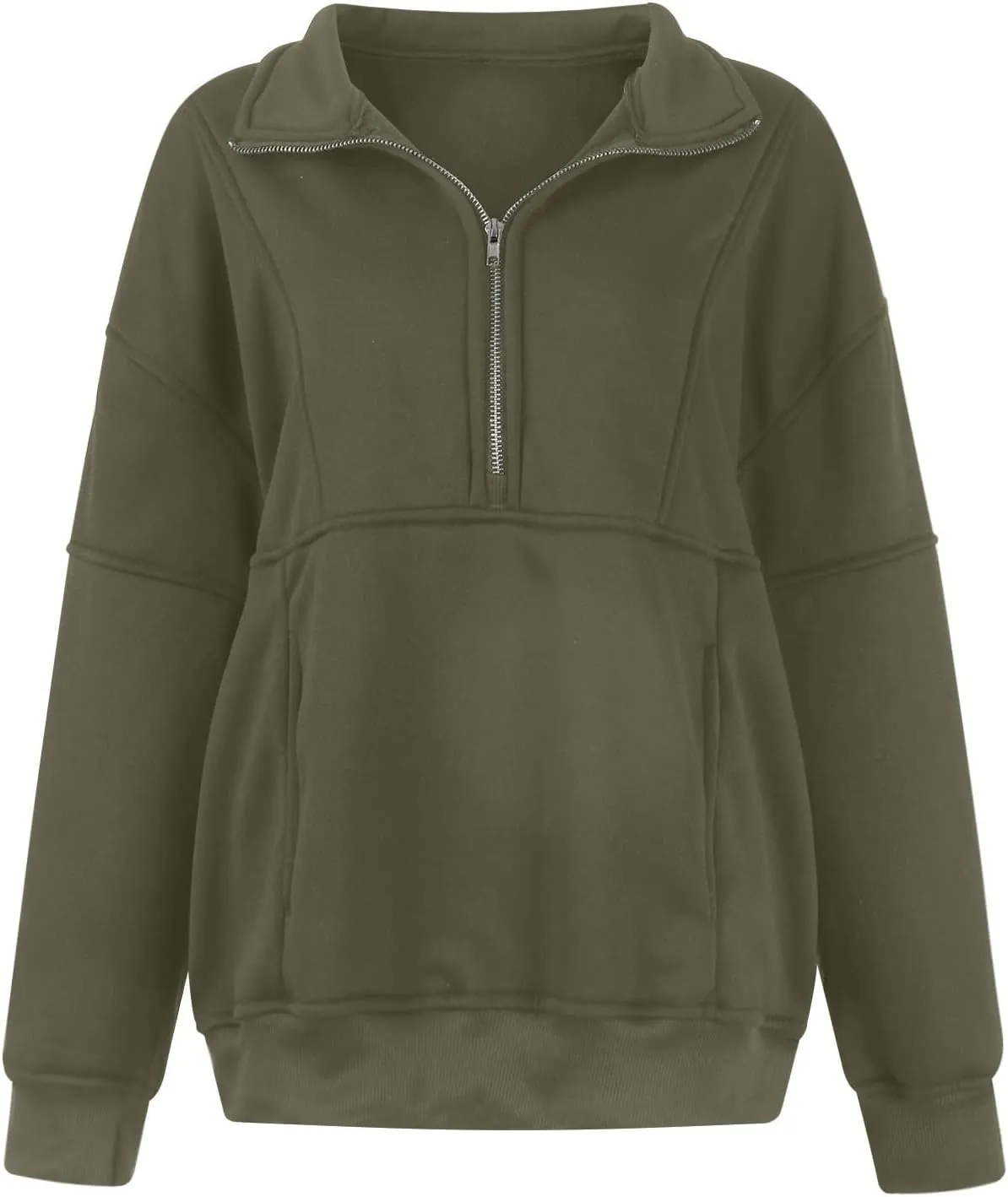 Half Zip Pullover Women Casual Oversized Sweatshirt with Pocket Loose Fit Long Sleeve Workout Tops Fall Outfits 2024