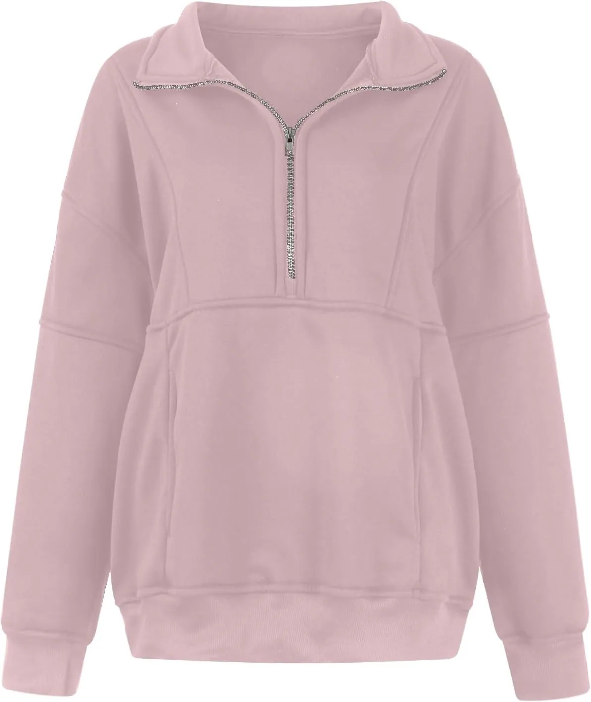 Half Zip Pullover Women Casual Oversized Sweatshirt with Pocket Loose Fit Long Sleeve Workout Tops Fall Outfits 2024