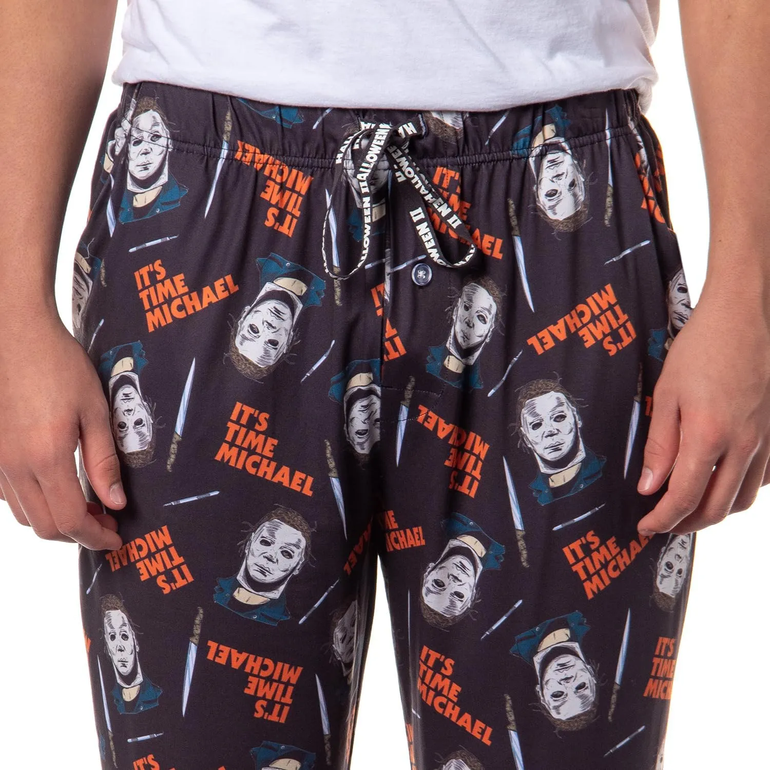 Halloween Men's It's Time Michael Myers Sleep Pajama Pants for Adults