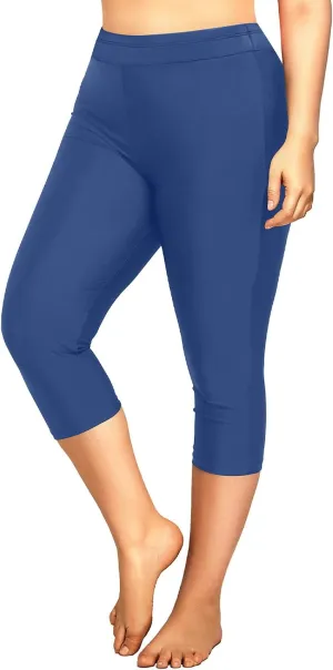 Holipick Plus Size Swim Pants for Women Swim Capris High Waisted Swim Leggings UPF 50  Long Swim Shorts