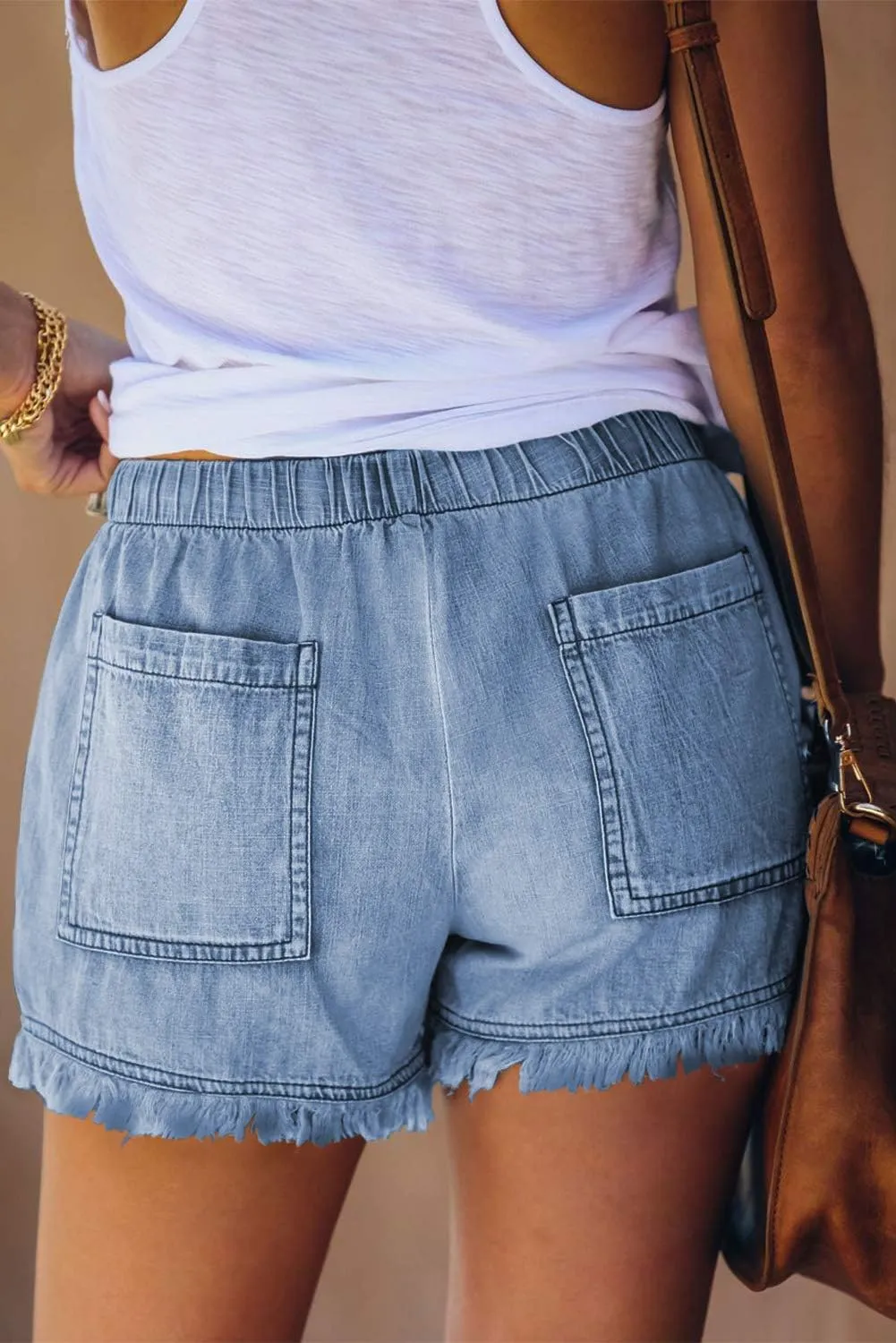HVEPUO Women Casual Summer Shorts Elastic High Waisted Short Pants with Pockets