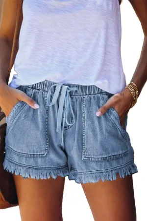 HVEPUO Women Casual Summer Shorts Elastic High Waisted Short Pants with Pockets