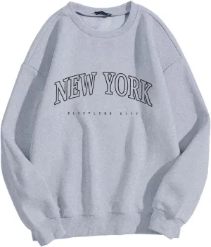 iLH Womens Oversized Hoodies Letter Printed Solid Color No Hood Pullover Sweatshirts For Women Streetwear Leisure Hoodies