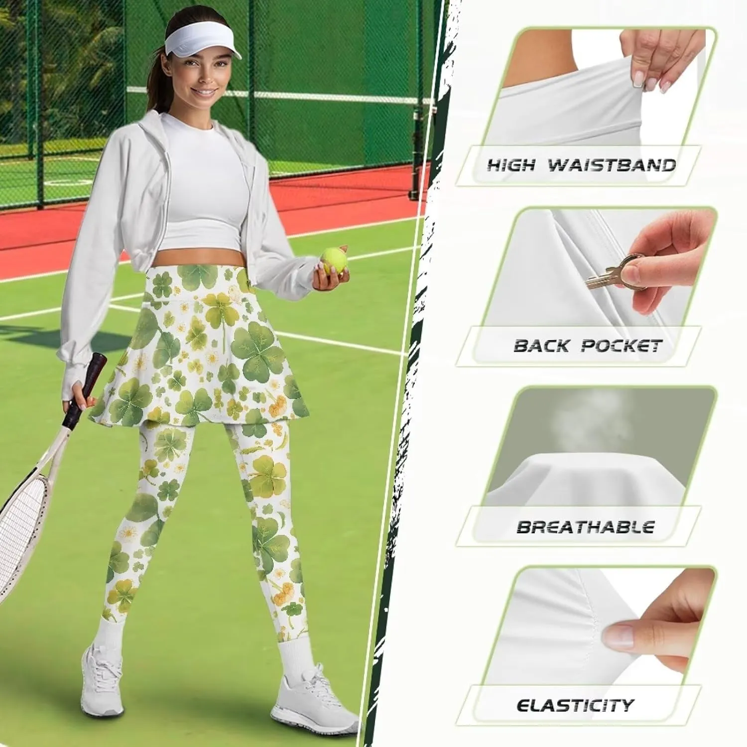 Irisjudy Women's Sports Yoga Skirts Leggings Funny Funny Golf Print Tennis Pants Skirted Paint Splash for Running Plus Size