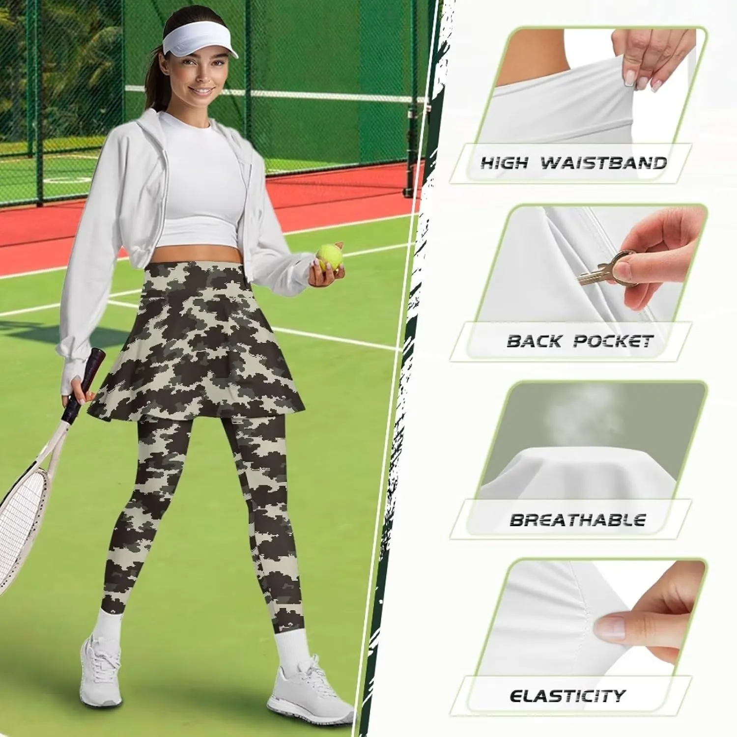 Irisjudy Women's Sports Yoga Skirts Leggings Funny Funny Golf Print Tennis Pants Skirted Paint Splash for Running Plus Size