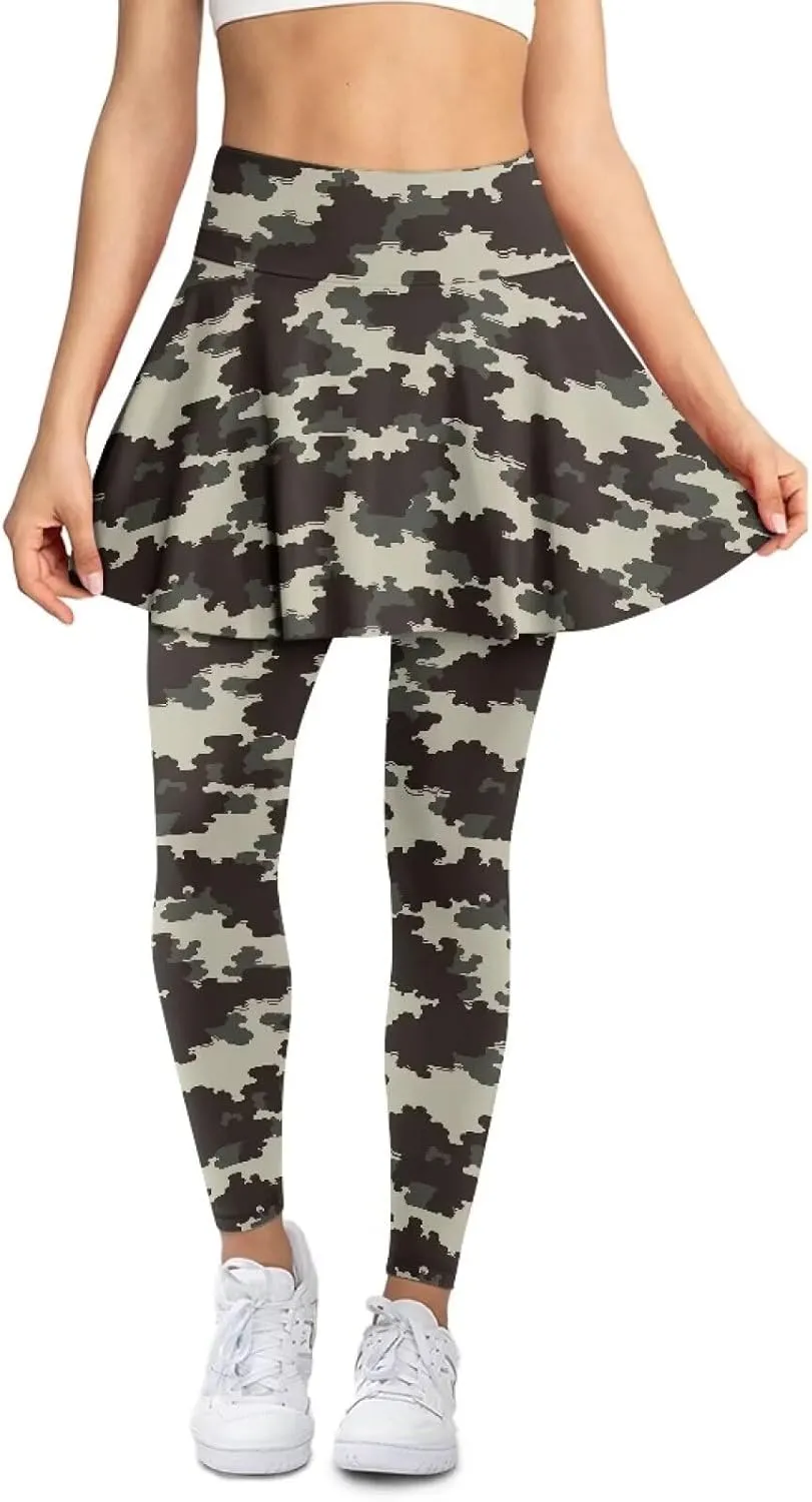 Irisjudy Women's Sports Yoga Skirts Leggings Funny Funny Golf Print Tennis Pants Skirted Paint Splash for Running Plus Size