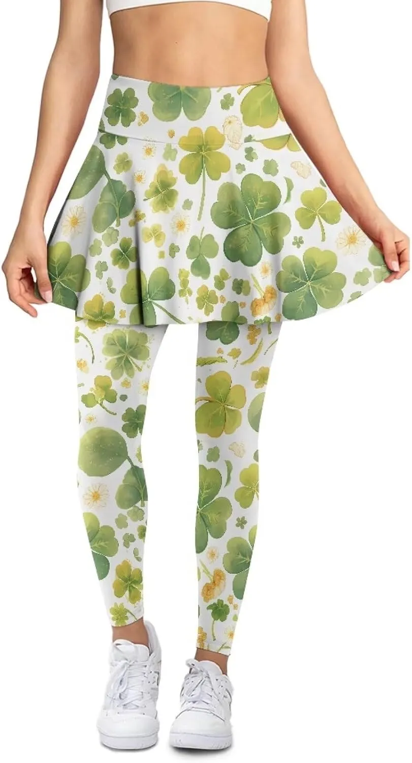 Irisjudy Women's Sports Yoga Skirts Leggings Funny Funny Golf Print Tennis Pants Skirted Paint Splash for Running Plus Size