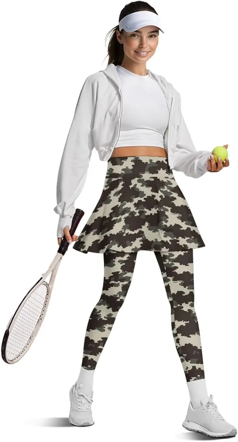 Irisjudy Women's Sports Yoga Skirts Leggings Funny Funny Golf Print Tennis Pants Skirted Paint Splash for Running Plus Size