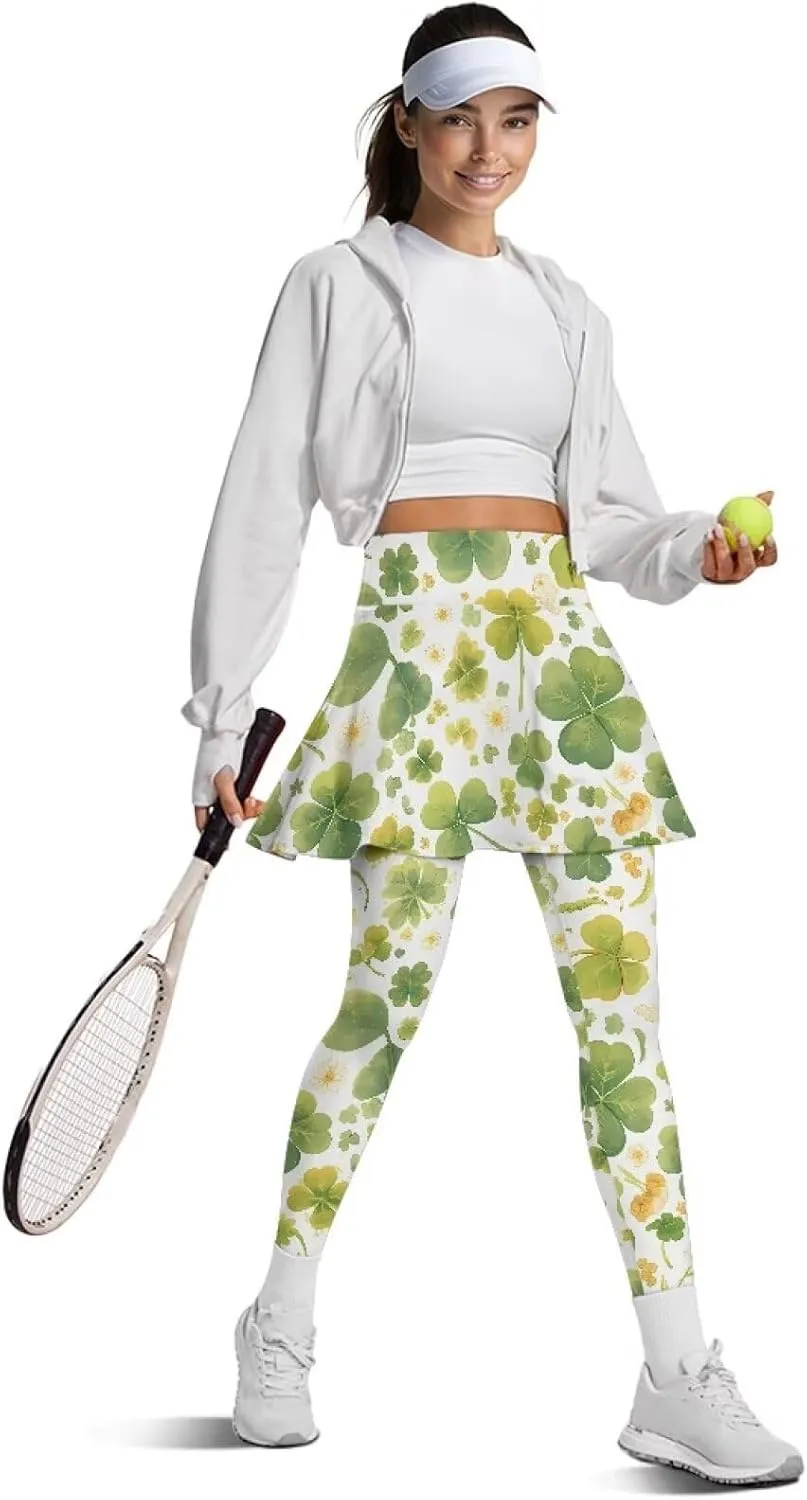 Irisjudy Women's Sports Yoga Skirts Leggings Funny Funny Golf Print Tennis Pants Skirted Paint Splash for Running Plus Size