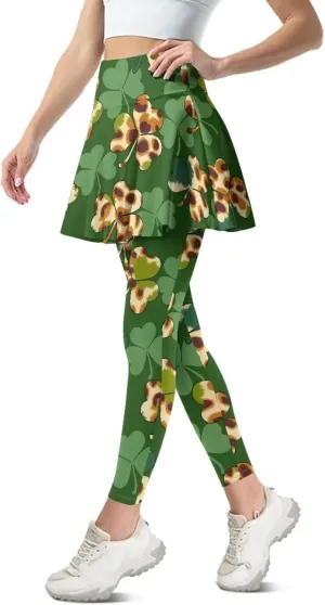 Irisjudy Yoga Legging with Skirts Women Forest Red Mushroom Tennis Pants Leggings Skirts Hawaii Sea Turtle Workout Leggings