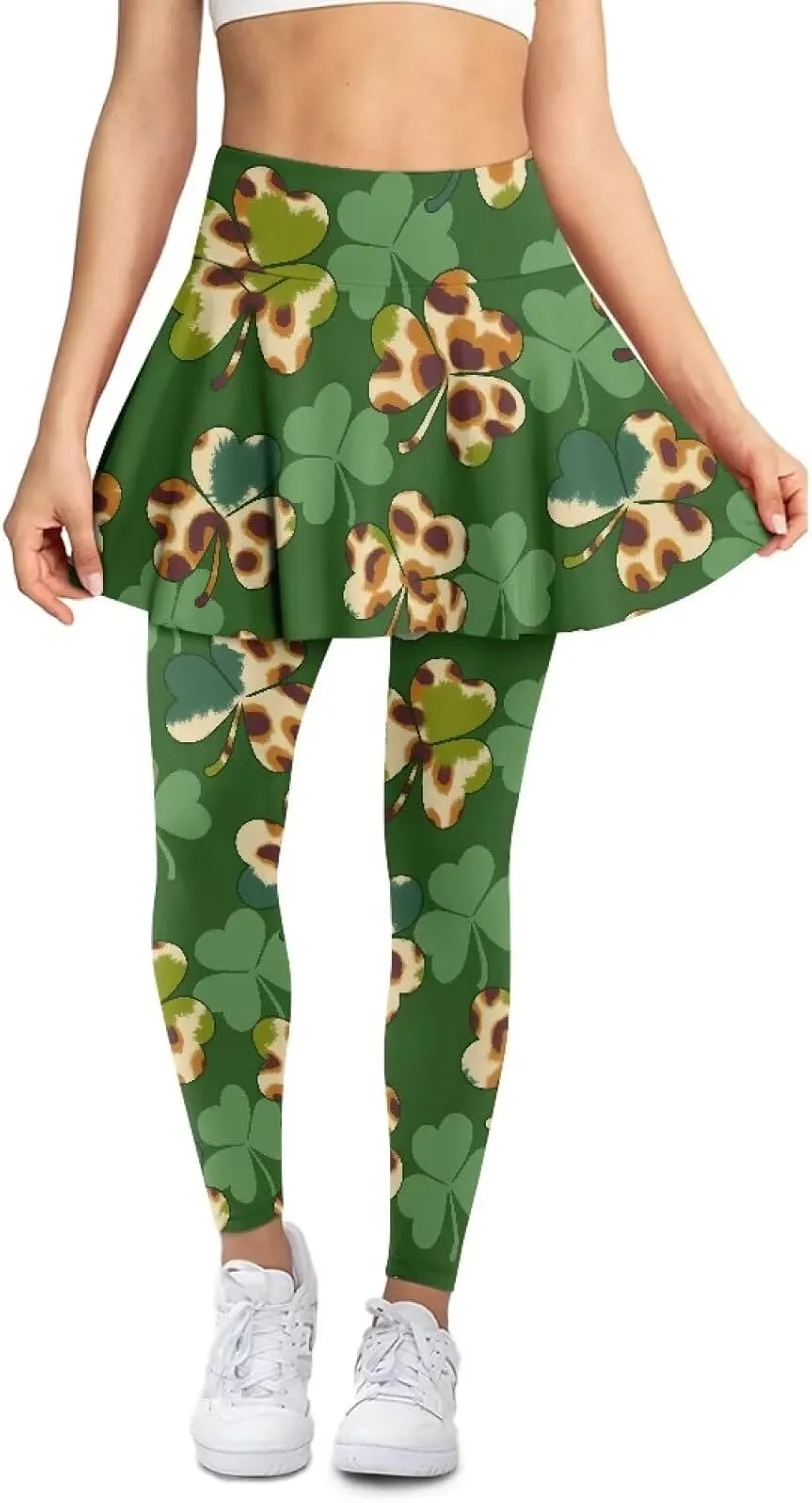 Irisjudy Yoga Legging with Skirts Women Forest Red Mushroom Tennis Pants Leggings Skirts Hawaii Sea Turtle Workout Leggings