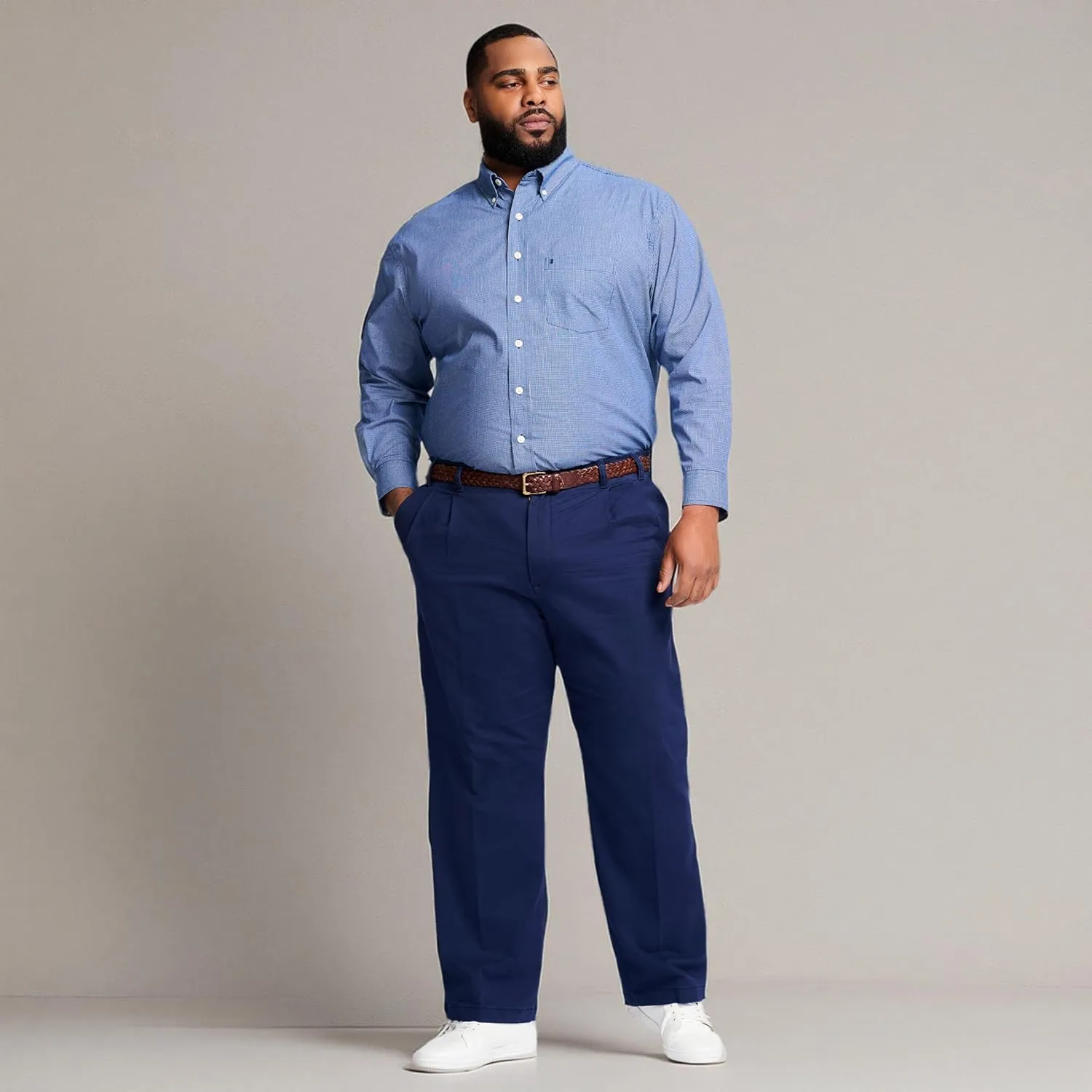 IZOD Men's Big and Tall Performance Stretch Flat Front Pant