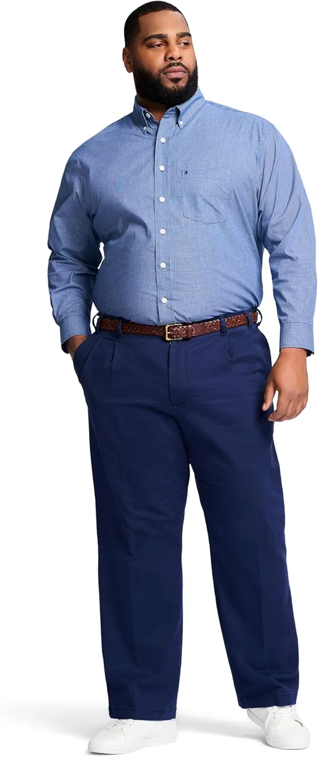 IZOD Men's Big and Tall Performance Stretch Flat Front Pant