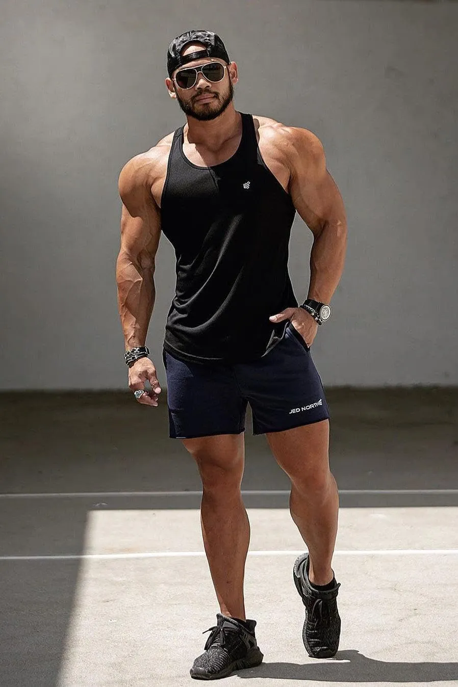 Jed North Men's Quick Dry Microfiber Bodybuilding Stringer Tank Top Y-Back Racerback