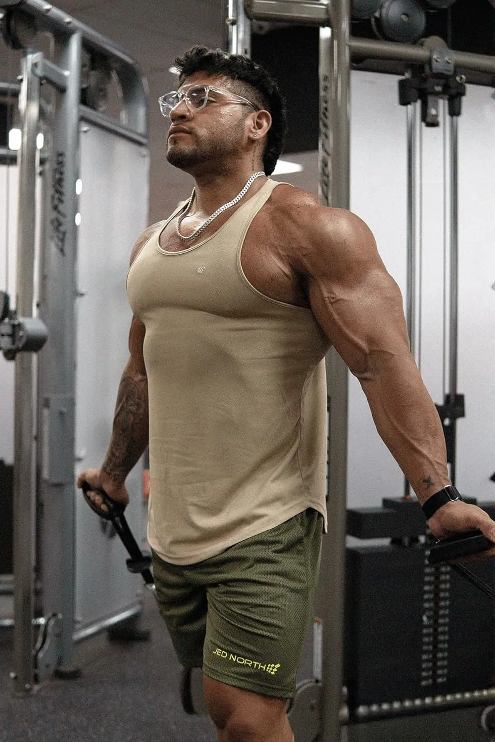 Jed North Men's Quick Dry Microfiber Bodybuilding Stringer Tank Top Y-Back Racerback