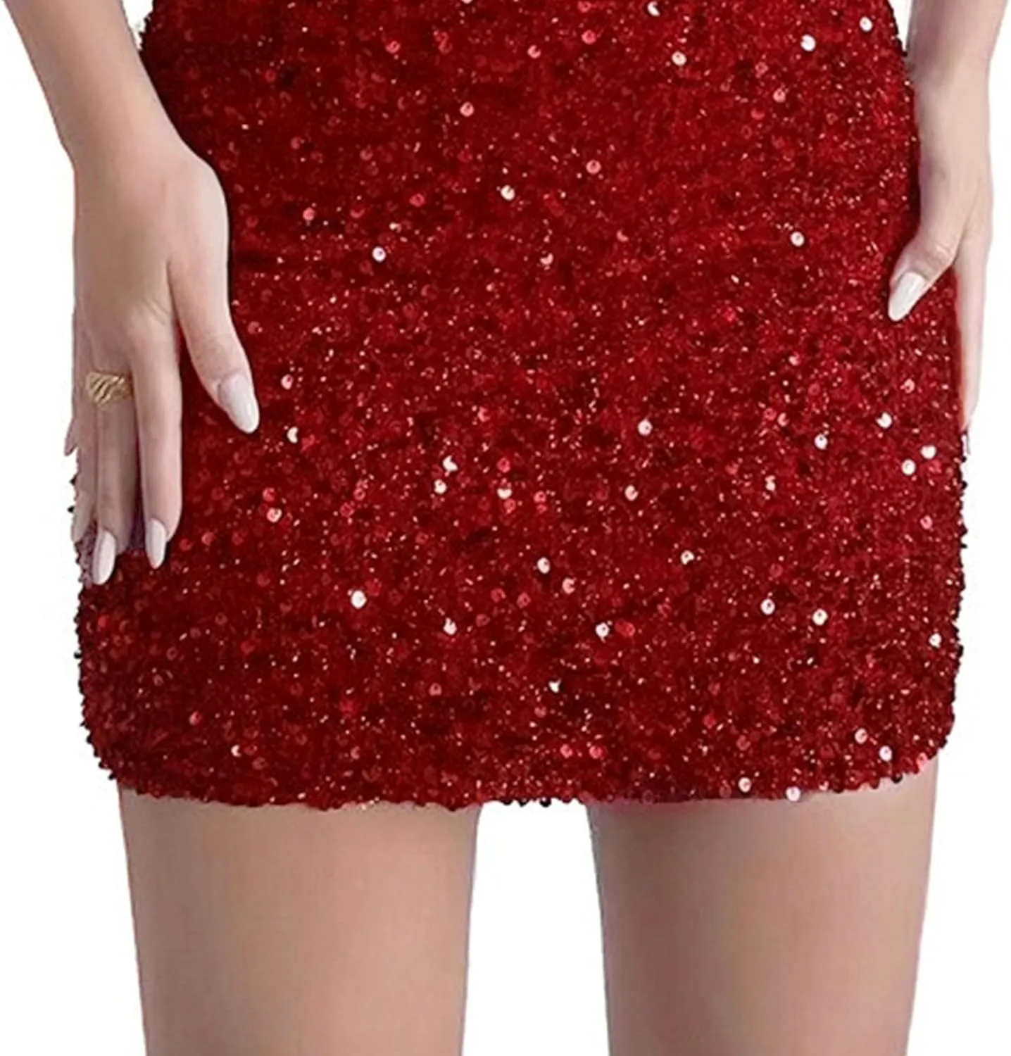 JEKE-DG Women's Tassels Slim Fit Sexy Dress Sexy Sleeveless Party Club Mini Dress Sequin Sparkly Bodycon Cocktail Dresses