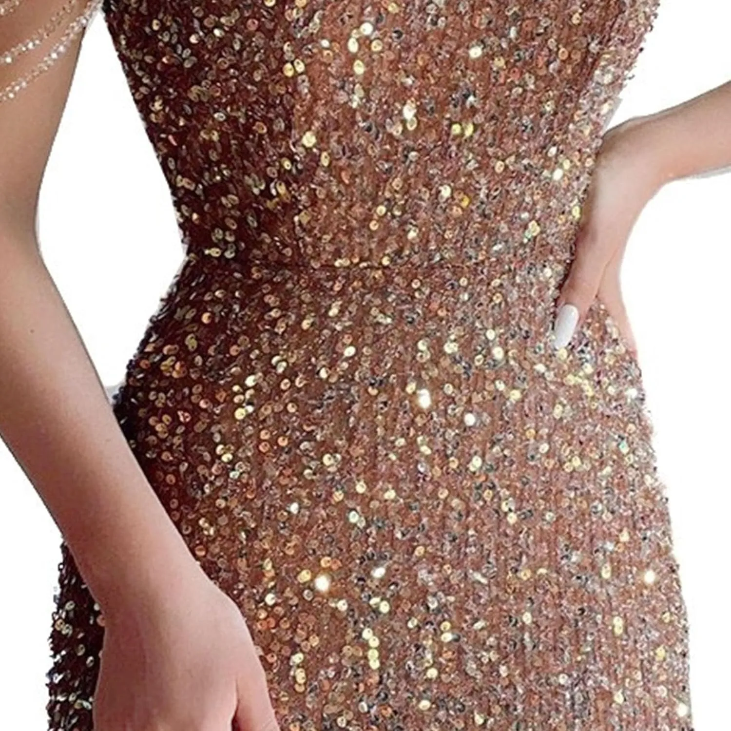 JEKE-DG Women's Tassels Slim Fit Sexy Dress Sexy Sleeveless Party Club Mini Dress Sequin Sparkly Bodycon Cocktail Dresses
