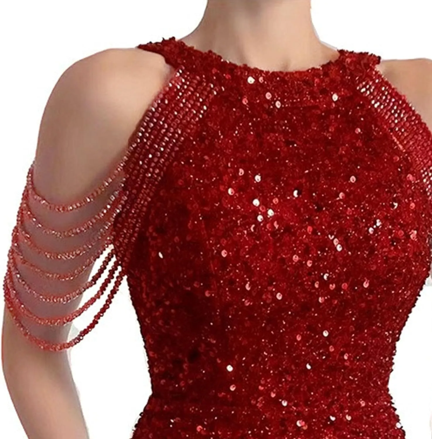 JEKE-DG Women's Tassels Slim Fit Sexy Dress Sexy Sleeveless Party Club Mini Dress Sequin Sparkly Bodycon Cocktail Dresses