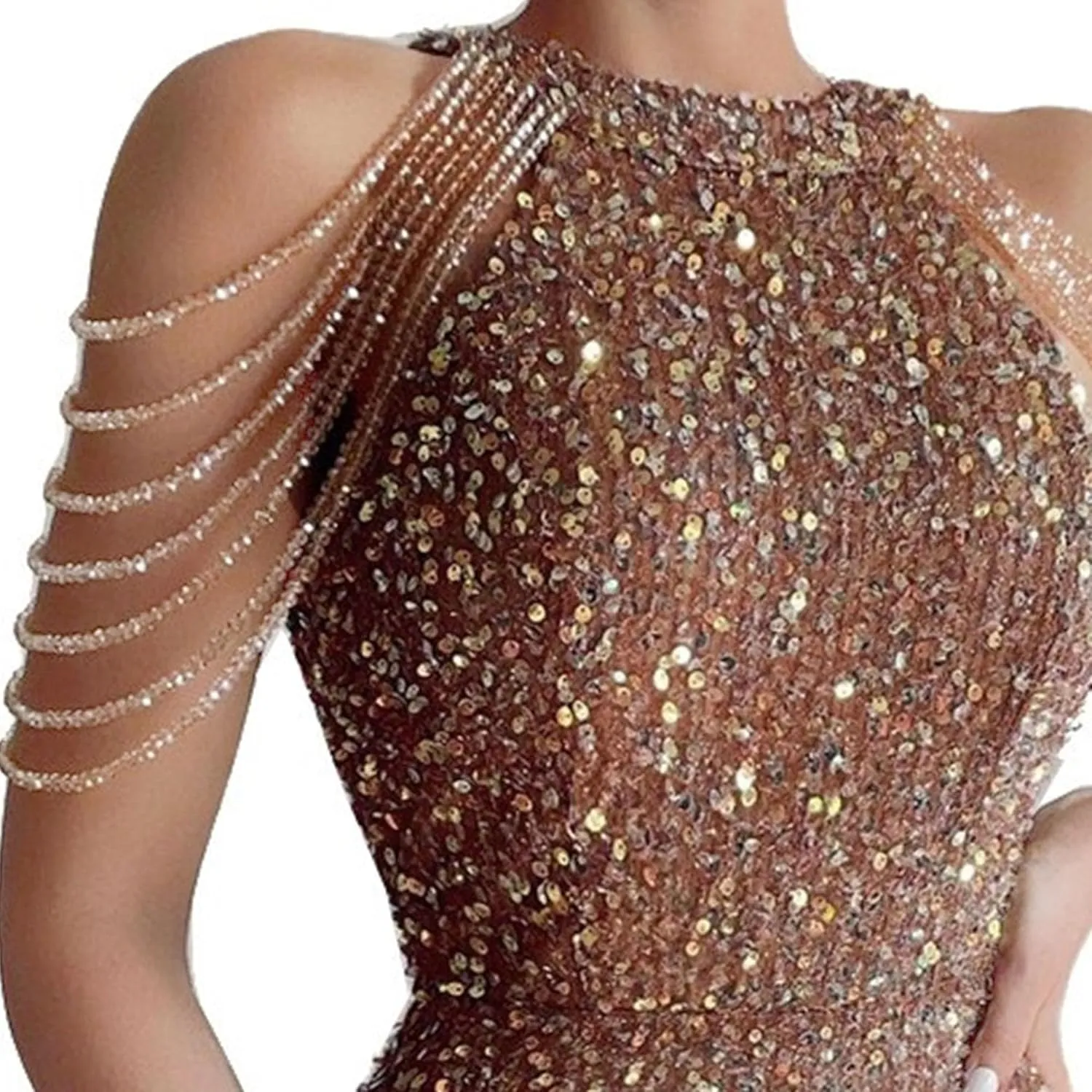 JEKE-DG Women's Tassels Slim Fit Sexy Dress Sexy Sleeveless Party Club Mini Dress Sequin Sparkly Bodycon Cocktail Dresses