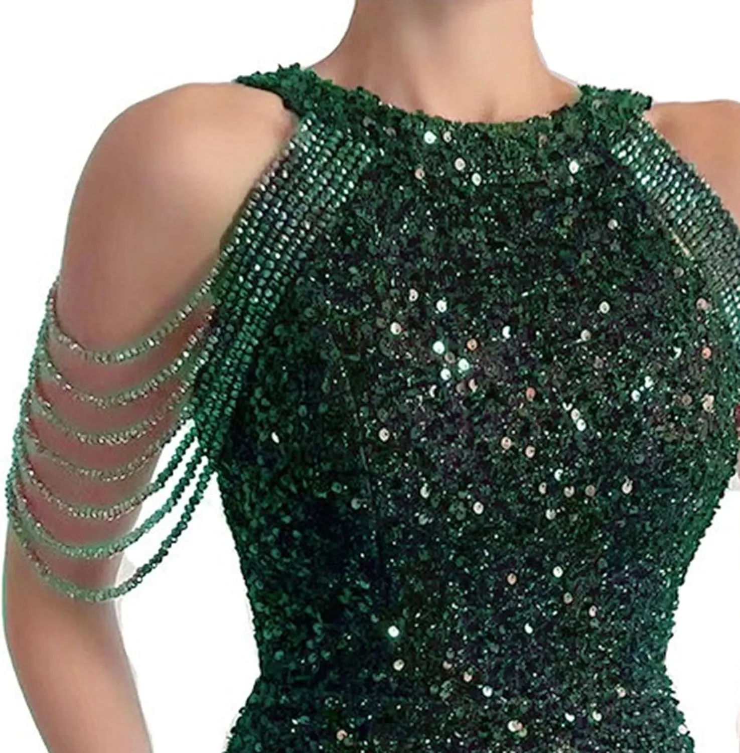 JEKE-DG Women's Tassels Slim Fit Sexy Dress Sexy Sleeveless Party Club Mini Dress Sequin Sparkly Bodycon Cocktail Dresses