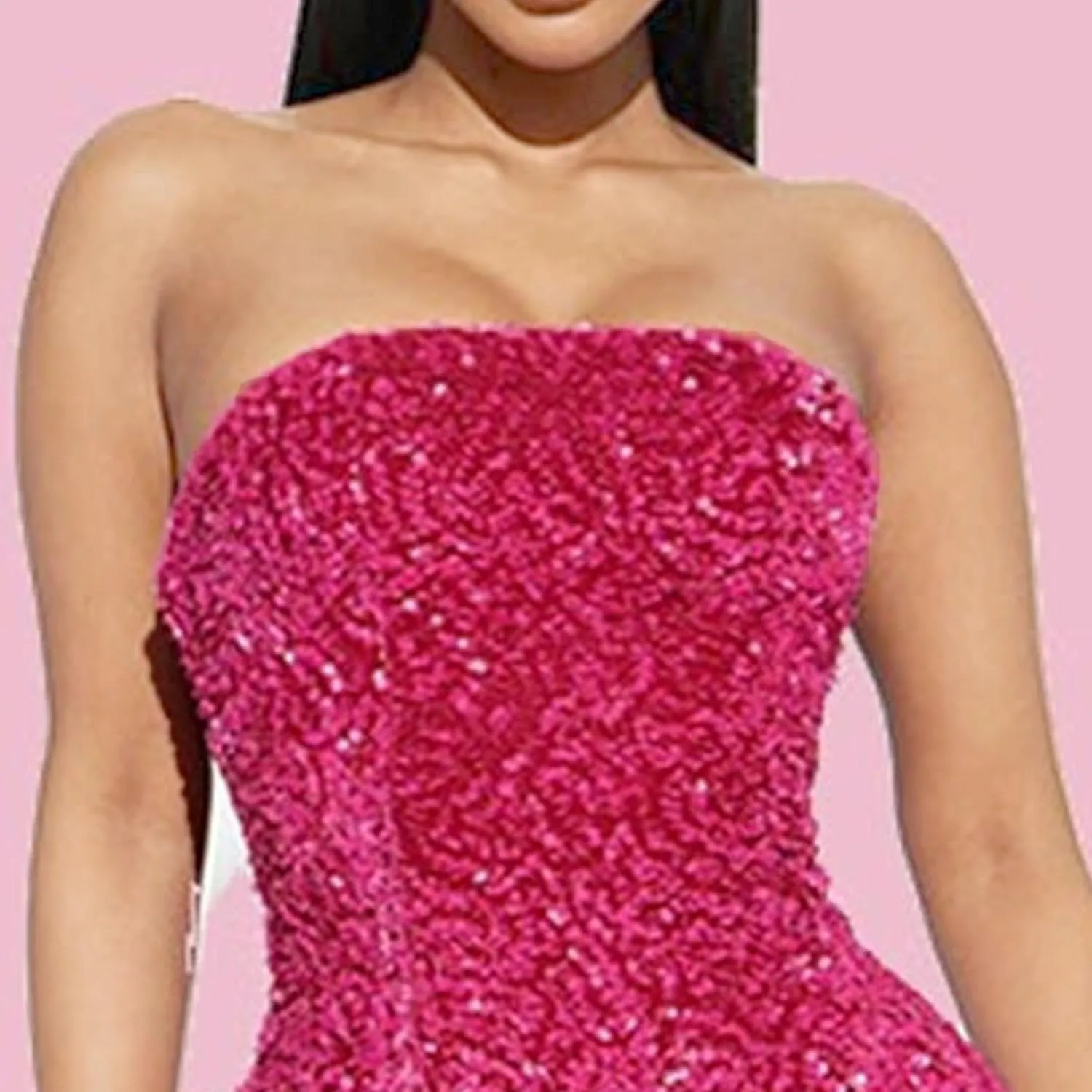 JEKE-DG Women's Tube Top Sexy Cocktail Party Dress Sparkly Fashion Elegant Bodycon Dress Off Shoulder Formal Mini Dresses