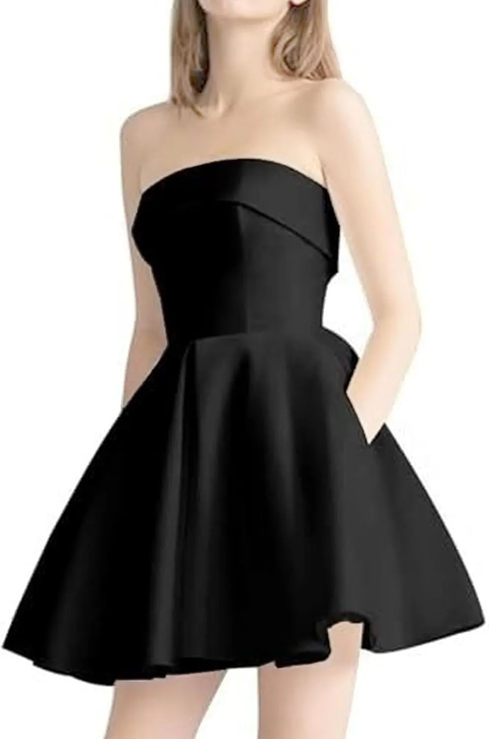 JEKE-DG Women's Tube Top Slim Fit Wedding Guest Dress Backless Solid Party Mini Dress Elegant Sleeveless Prom Club Dresses