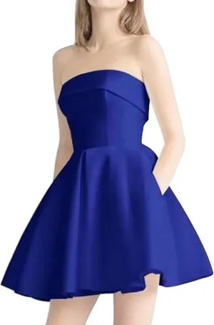 JEKE-DG Women's Tube Top Slim Fit Wedding Guest Dress Backless Solid Party Mini Dress Elegant Sleeveless Prom Club Dresses