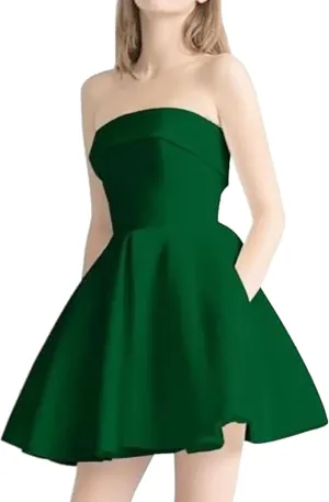 JEKE-DG Women's Tube Top Slim Fit Wedding Guest Dress Backless Solid Party Mini Dress Elegant Sleeveless Prom Club Dresses