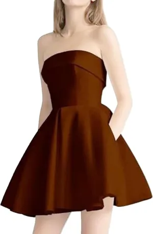 JEKE-DG Women's Tube Top Slim Fit Wedding Guest Dress Backless Solid Party Mini Dress Elegant Sleeveless Prom Club Dresses