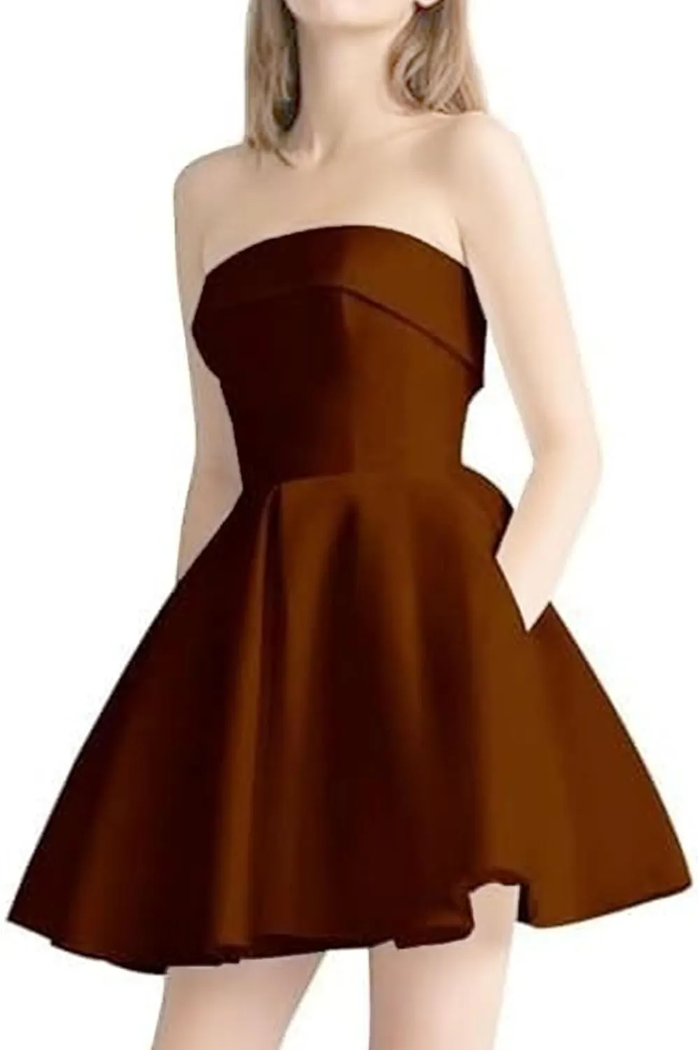 JEKE-DG Women's Tube Top Slim Fit Wedding Guest Dress Backless Solid Party Mini Dress Elegant Sleeveless Prom Club Dresses