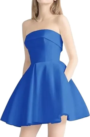 JEKE-DG Women's Tube Top Slim Fit Wedding Guest Dress Backless Solid Party Mini Dress Elegant Sleeveless Prom Club Dresses