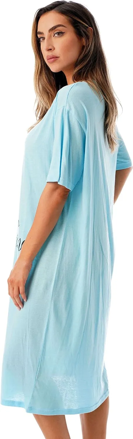 Just Love Short Sleeve Nightgown Oversized Screen Print Sleep Dress for Women