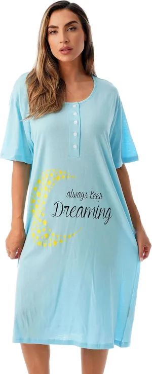 Just Love Short Sleeve Nightgown Oversized Screen Print Sleep Dress for Women