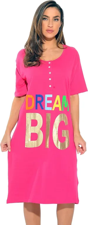 Just Love Short Sleeve Nightgown Oversized Screen Print Sleep Dress for Women