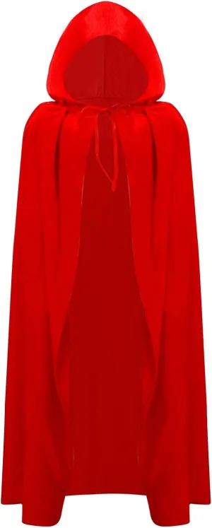 KAKU NANU Hooded Cloak Adult Teen Velvet Cape Halloween Vampire Witch Cape for Men and Women Cosplay Costumes