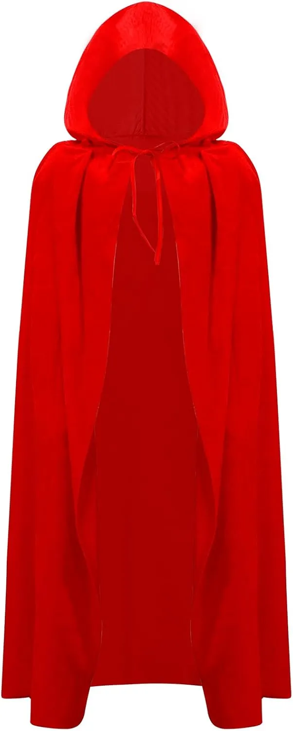 KAKU NANU Hooded Cloak Adult Teen Velvet Cape Halloween Vampire Witch Cape for Men and Women Cosplay Costumes