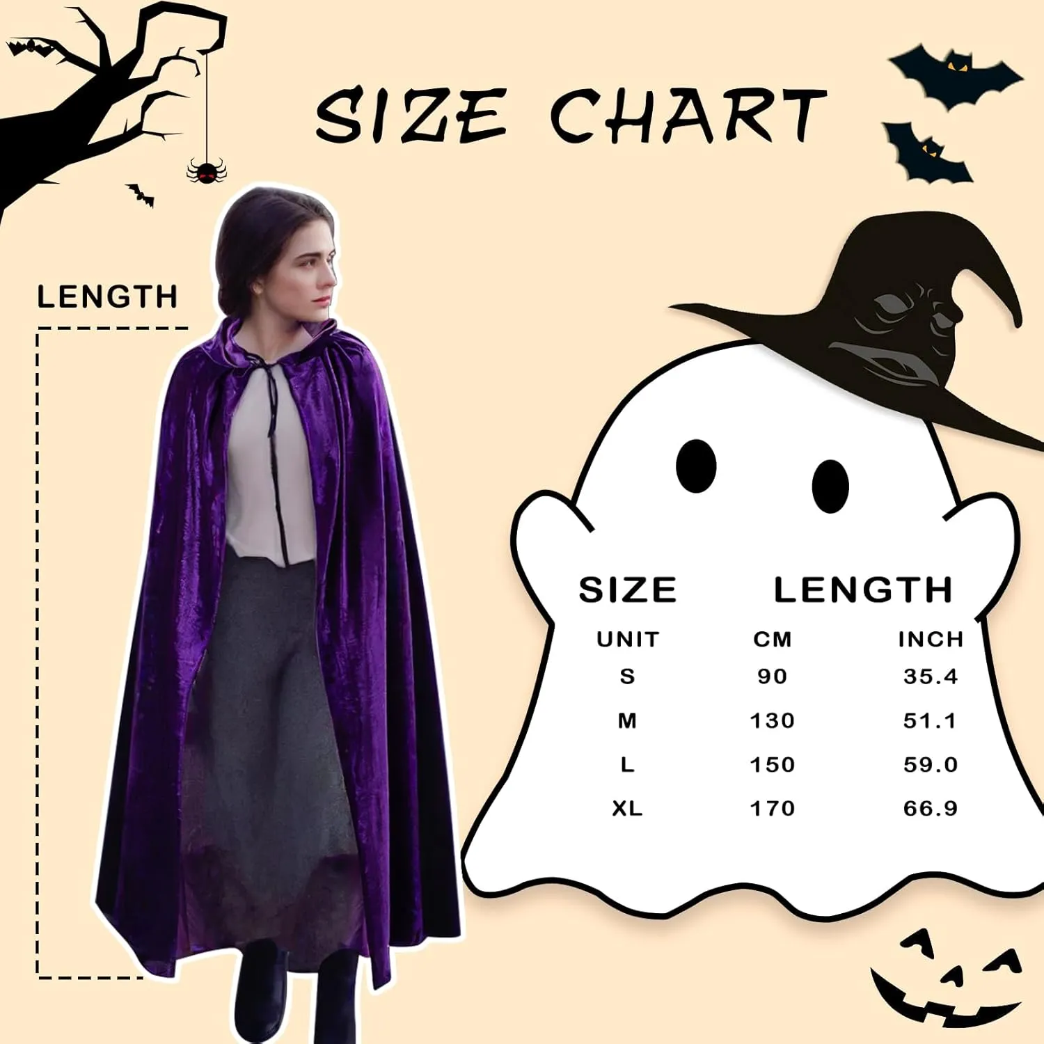 KAKU NANU Hooded Cloak Adult Teen Velvet Cape Halloween Vampire Witch Cape for Men and Women Cosplay Costumes