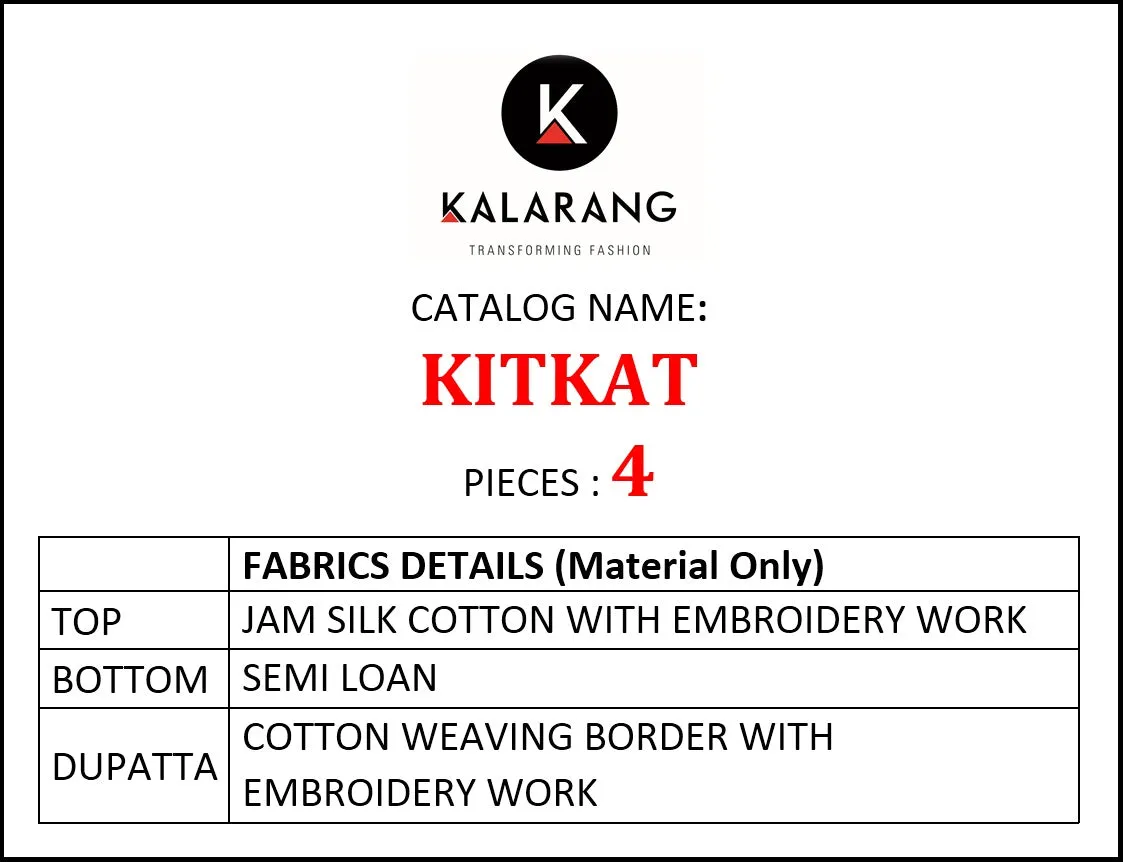 KALARANG KITKAT JAM SILK OCCASIONAL WEAR EMBROIDERED SUITS