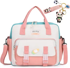 Kawaii Backpack Cute Tote Bag Girl School Crossbody Shoulder Bag with Kawaii Accessories Multi Purpose (Deep Pink)