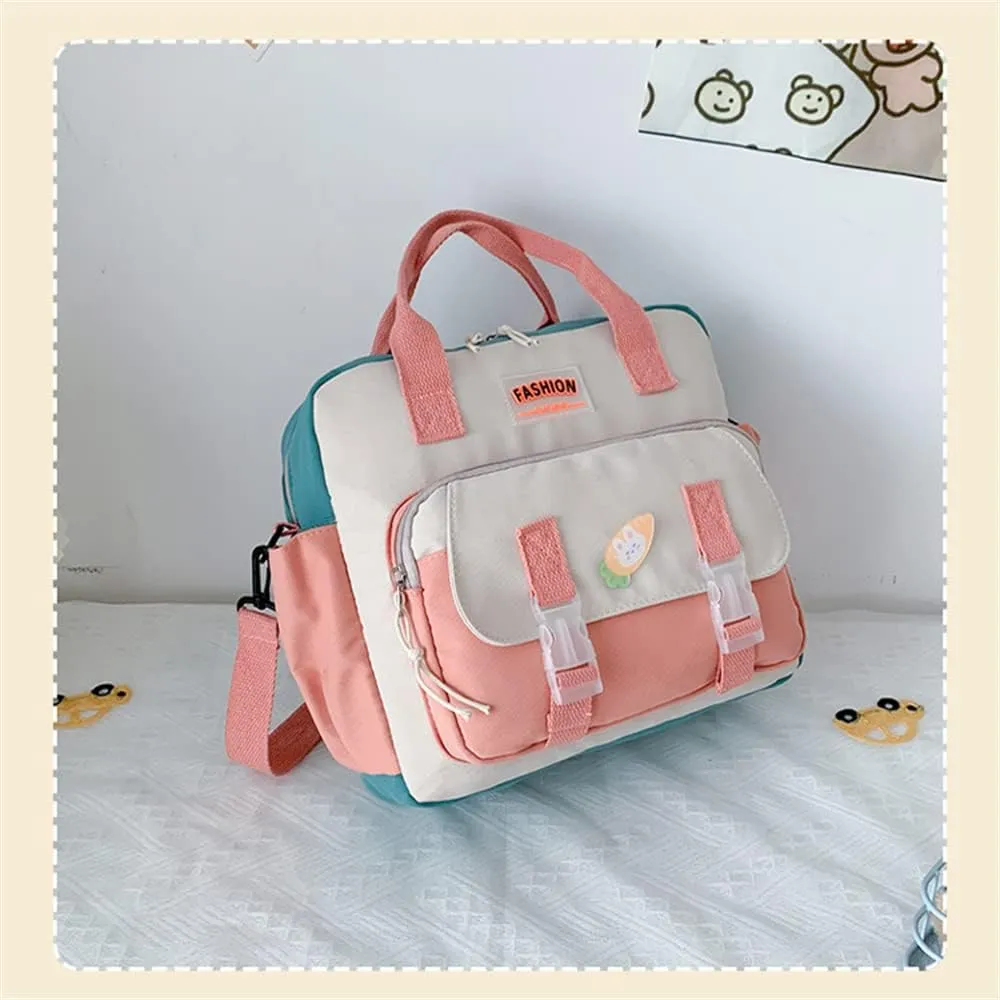 Kawaii Backpack Cute Tote Bag Girl School Crossbody Shoulder Bag with Kawaii Accessories Multi Purpose (Deep Pink)